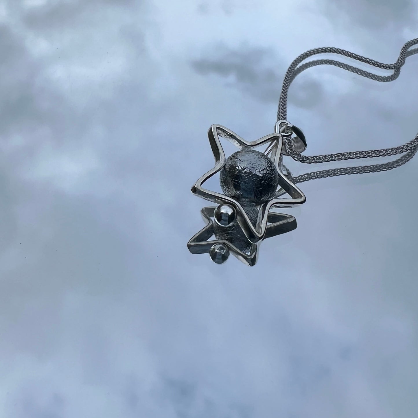 Meteorite Bead Star Necklace