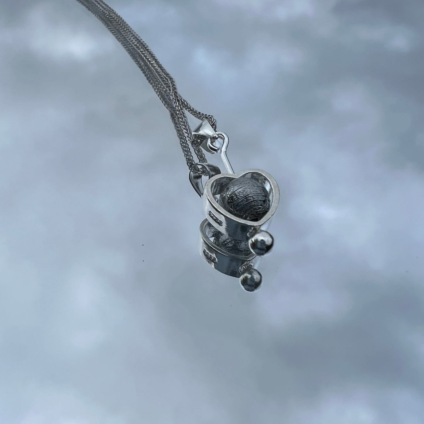 Meteorite Bead Heart Necklace