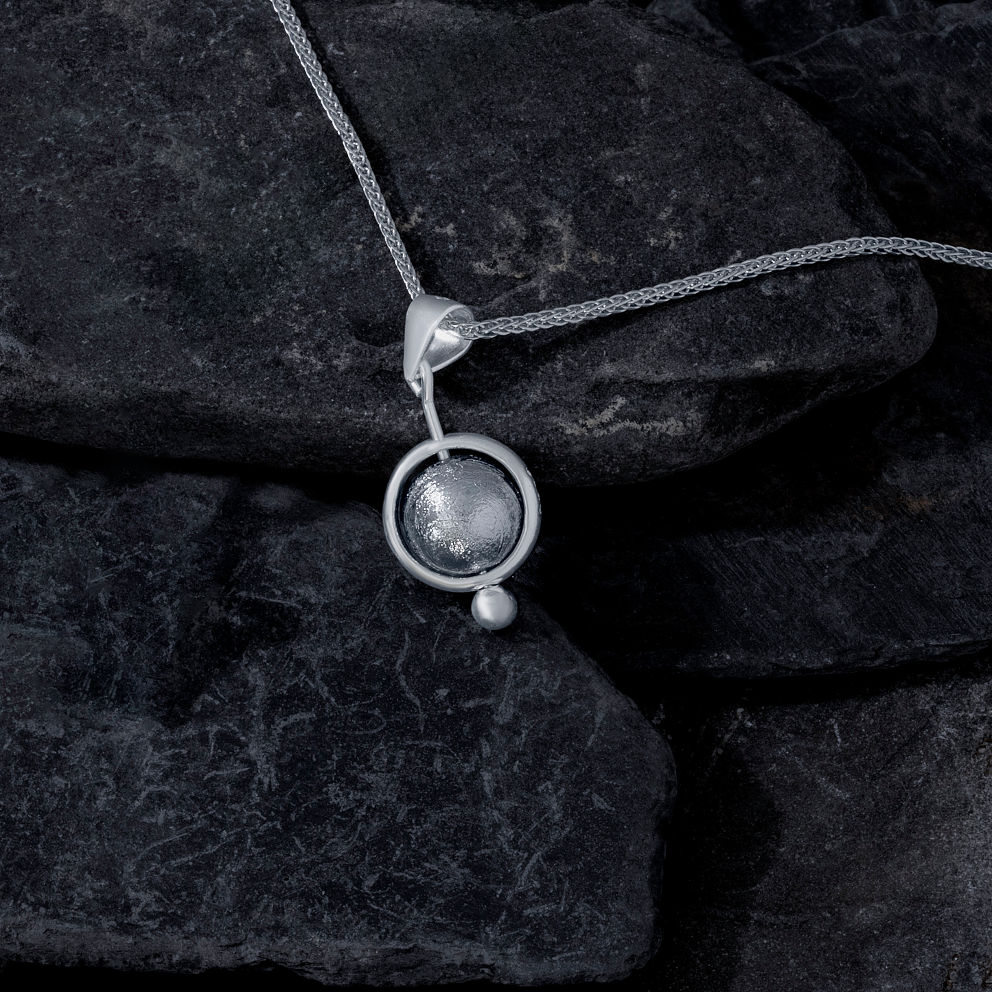 Meteorite Bead Halo Necklace