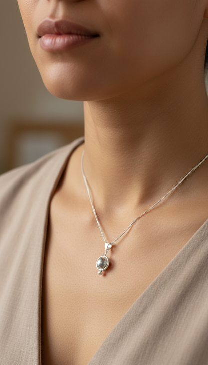 Meteorite Bead Halo Necklace