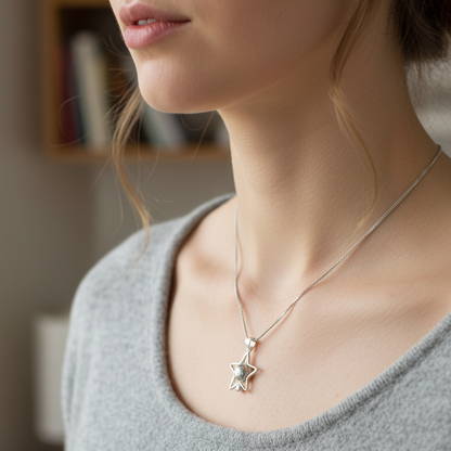 Meteorite Bead Star Necklace