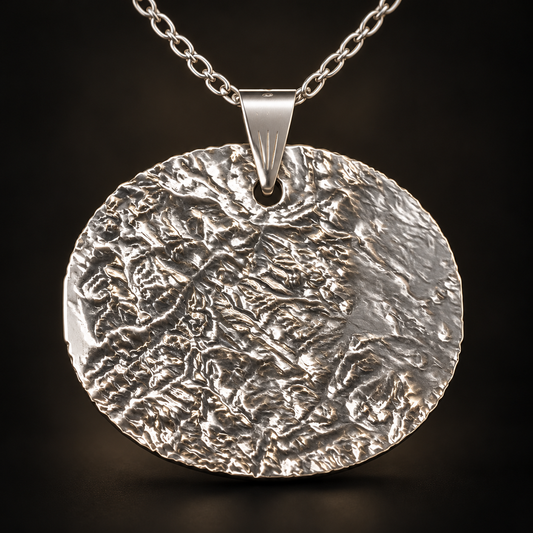 Custom sterling silver terrain pendant